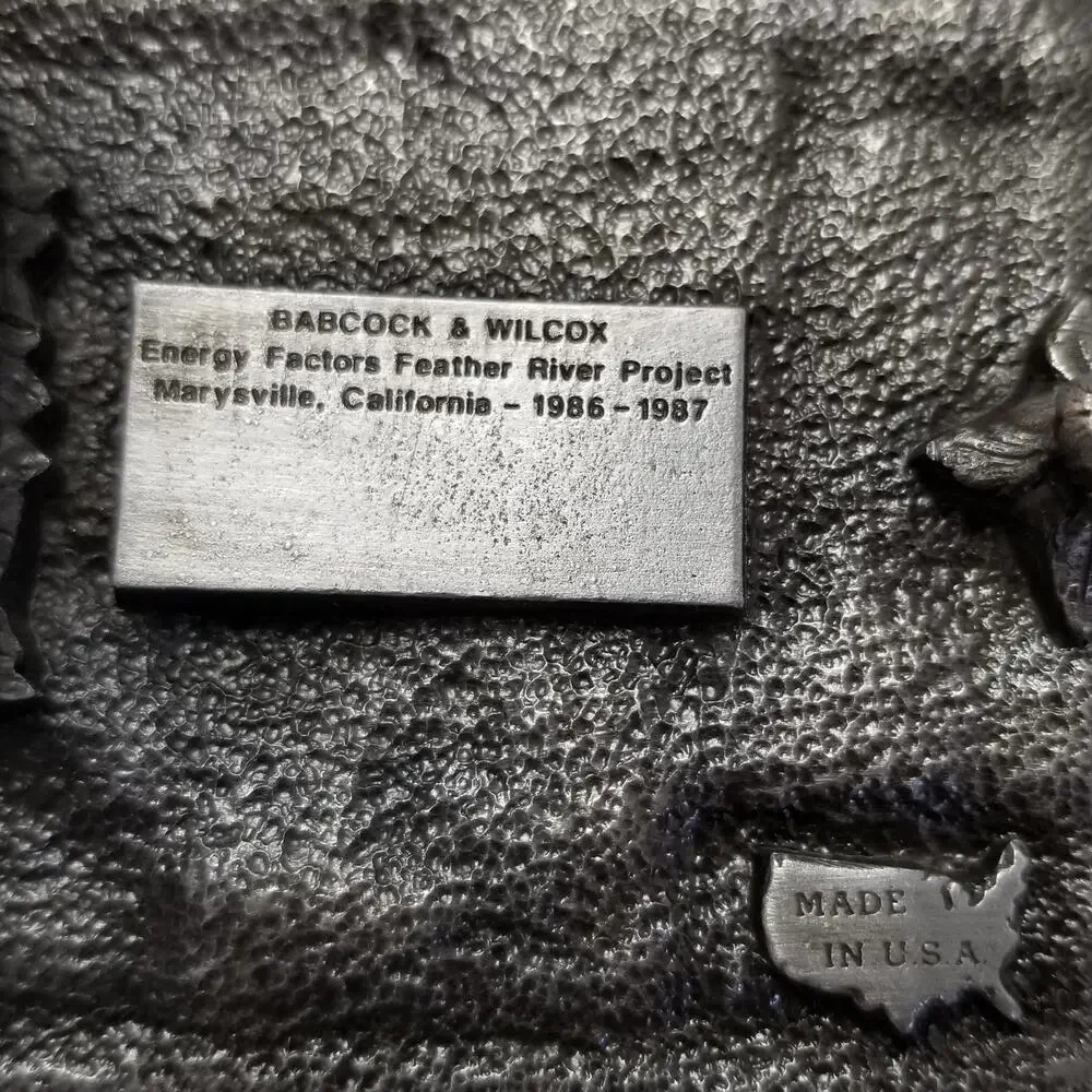 1987 Feather River CFB-5 Energy Facility Pewter Belt‎ Buckle Babcock & Wilcox